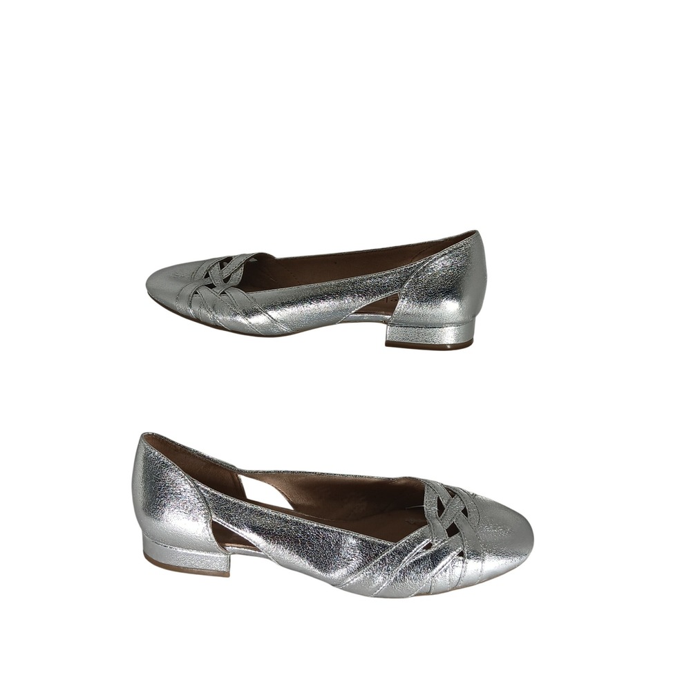 LifeStride Carmen Flats Size 8M Silver Metallic Strappy Cutout Evening Comfort